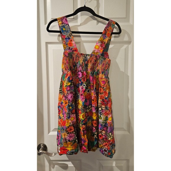 Natural‎ Life Tricia Mini Dress XS Rainbow Calico Floral Smocked Back Boho - Picture 5 of 5